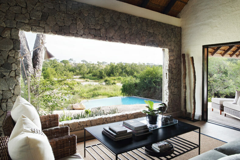 Londolozi Private Granite Suites Lounge and Outdoor Pool by Sand River