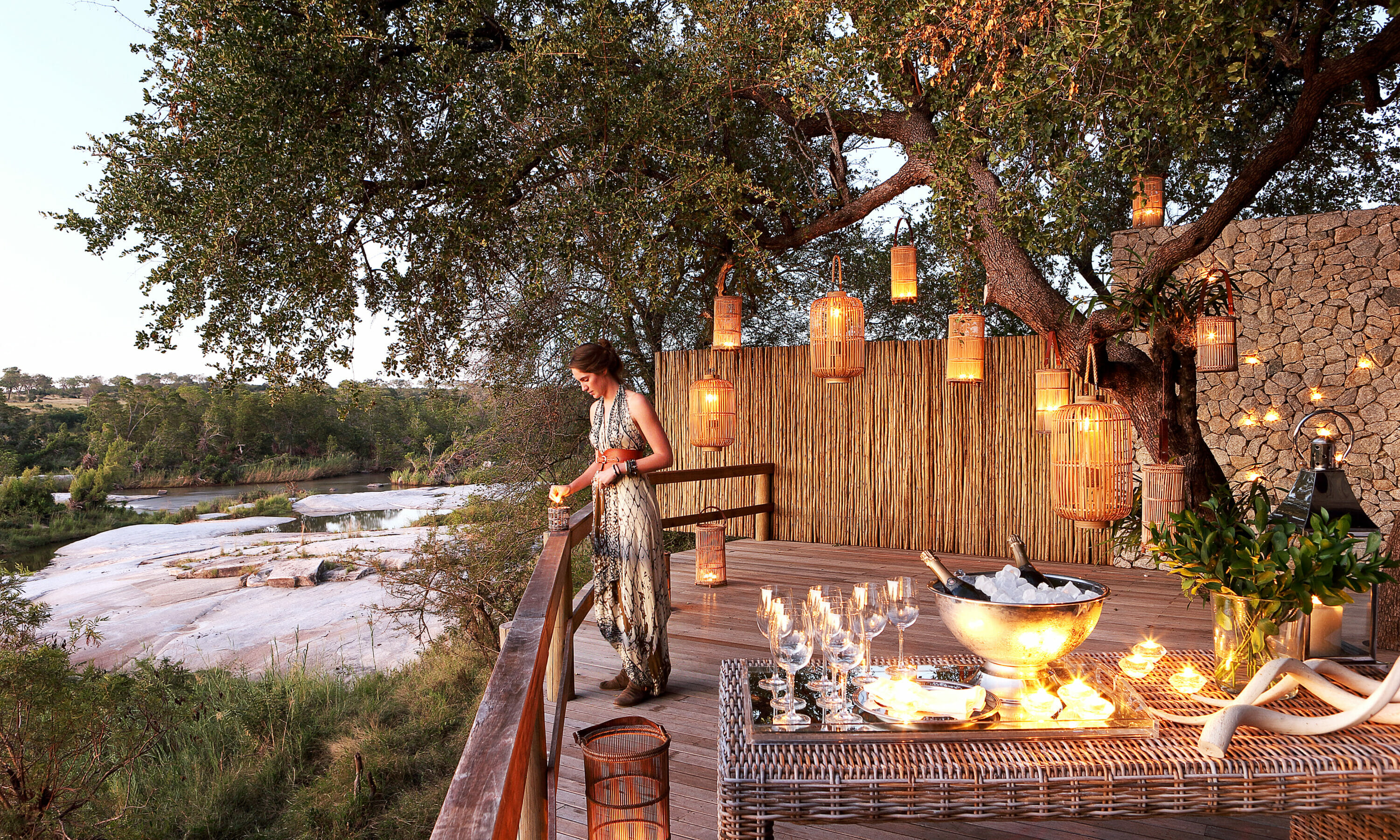 Londolozi Private Granite Suites Main Area and View of Sand River
