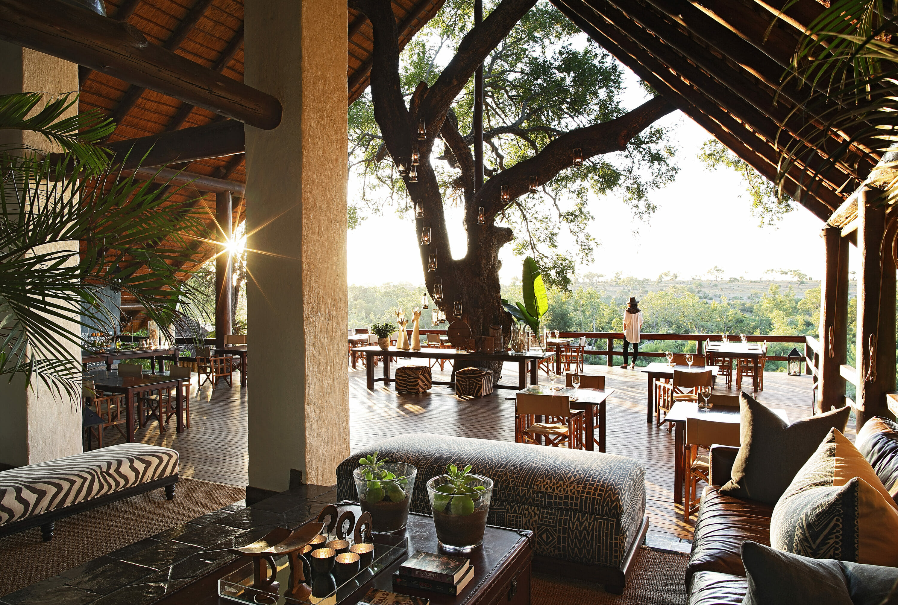Londolozi Varty Camp Main Area and Deck Overlooking the Sand River