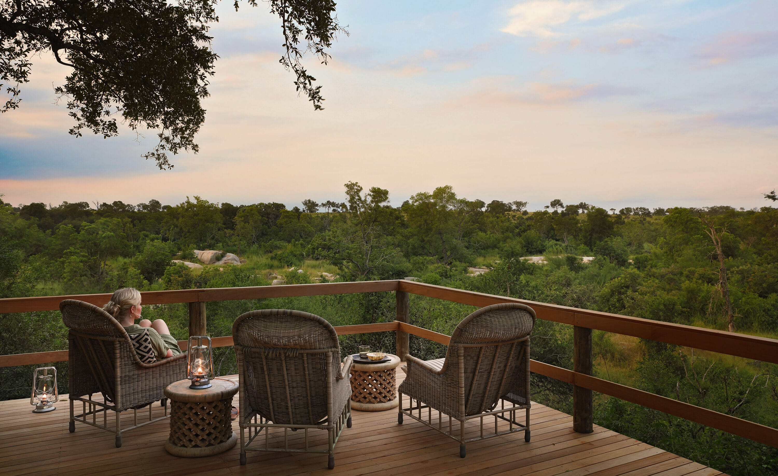 Londolozi Pioneer Camp Main Deck and View of Sand River