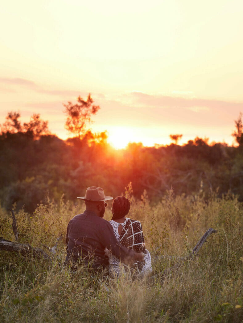 Romantic honeymoon safari sunset at Londolozi